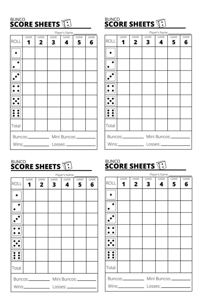 Free Printable Bunco Score Sheets Etsy Australia