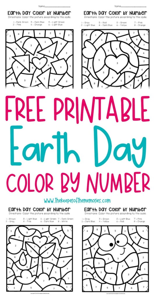 Free Printable Color By Number Earth Day Preschool Worksheets The Keeper Of The Memories