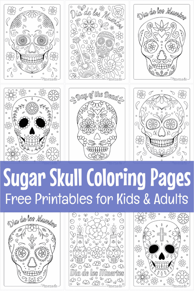 Free Sugar Skull Coloring Pages For Day Of The Dead