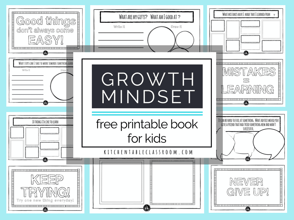 Growth Mindset For Kids Printable Book Growth Mindset Activities The Kitchen Table Classroom