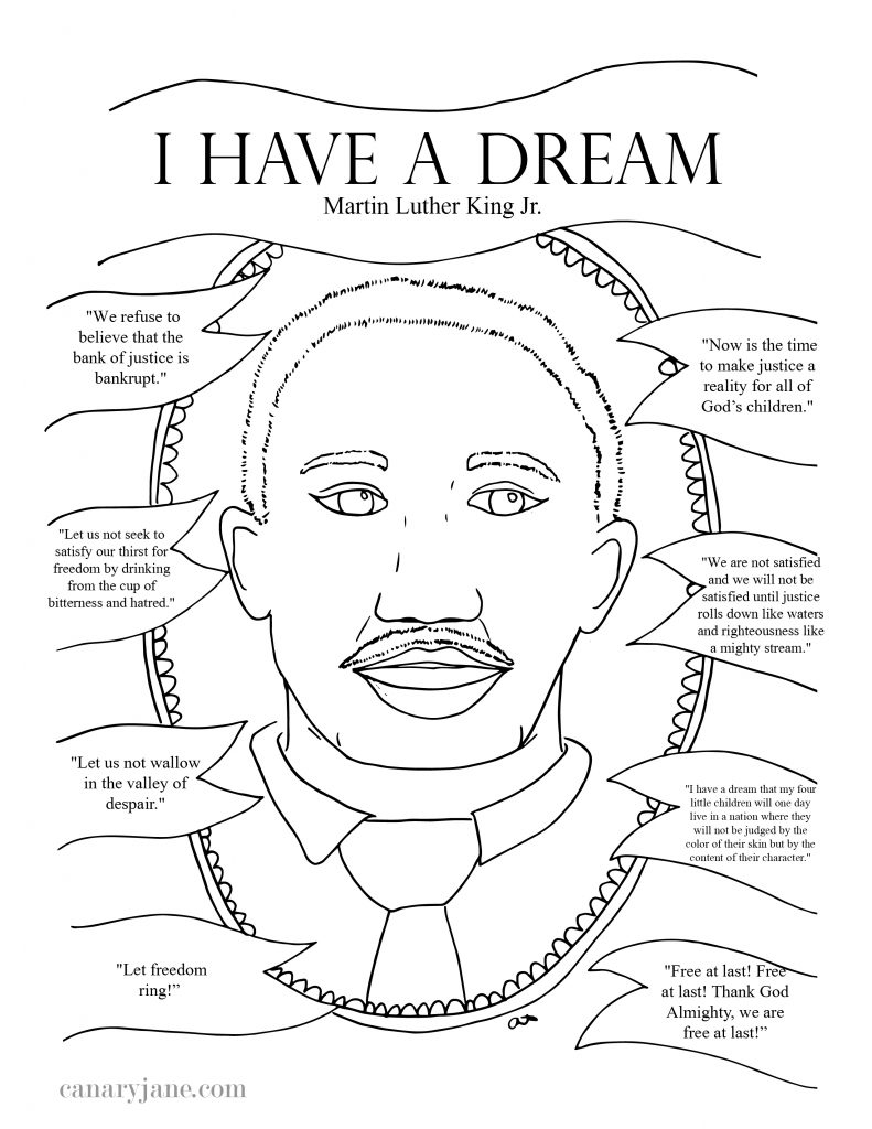 Martin Luther King Jr Day For Kids Free Printable Canary Jane
