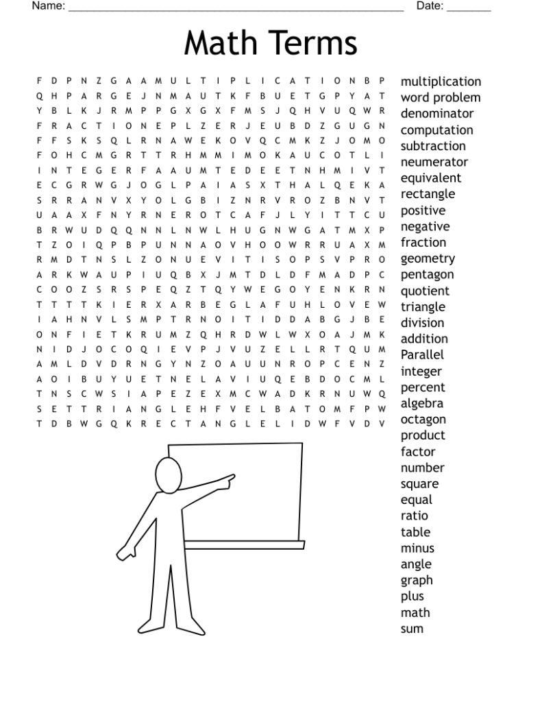 Math Math And More Math Word Search WordMint