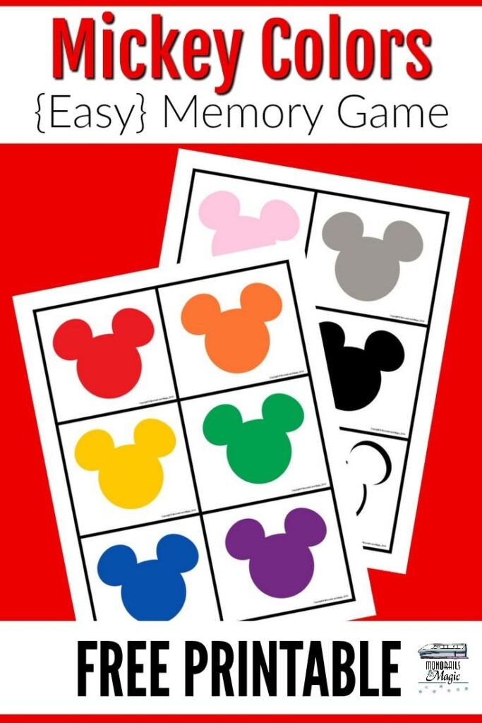Mickey Colors Memory Game Free Printable Monorails And Magic