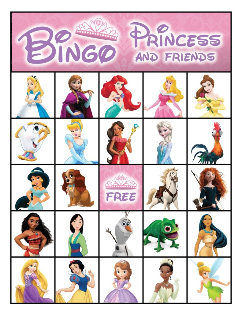 Princess Printable Bingo Cards 8 5 X 11 10 Different Cards Etsy