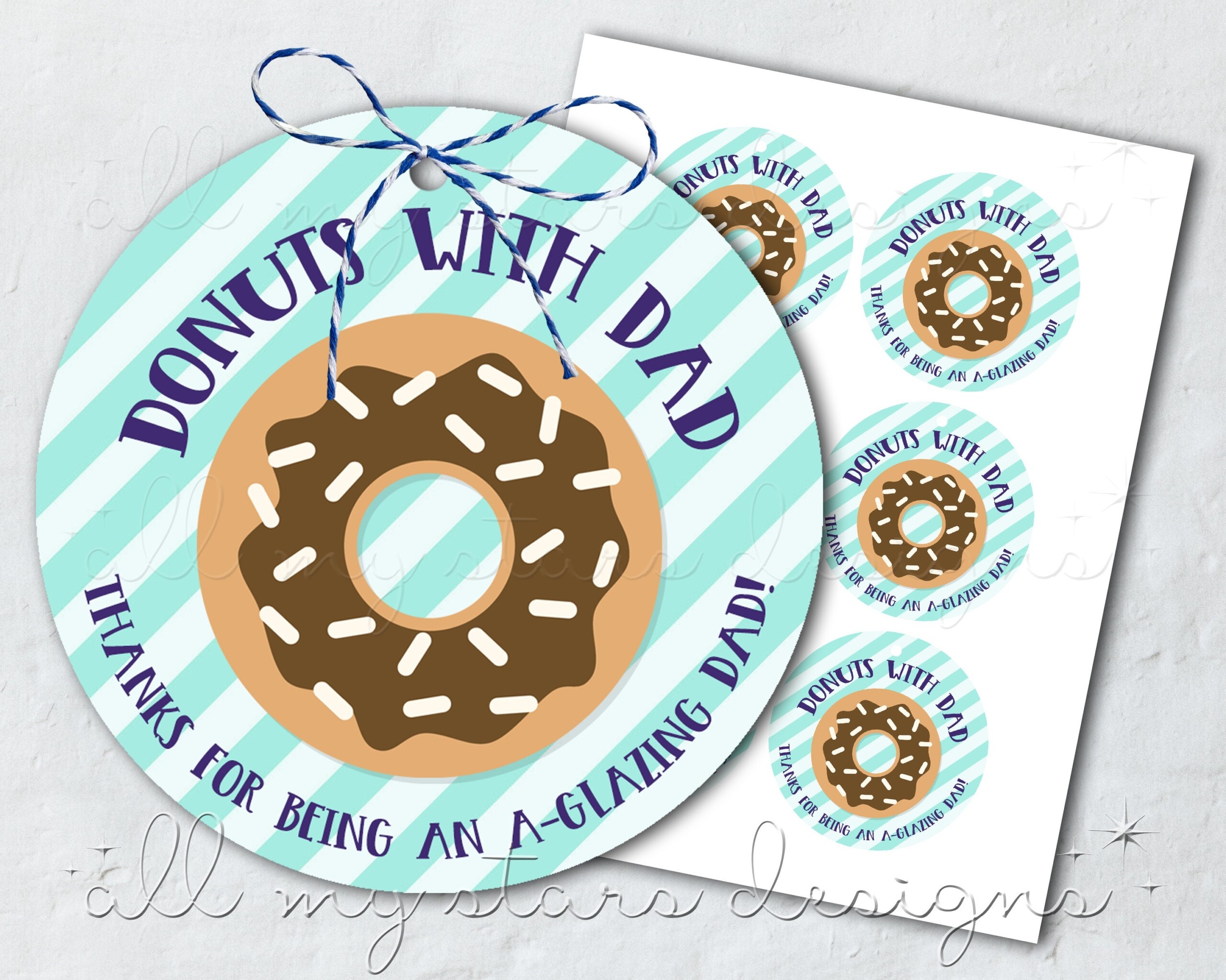 PRINTABLE DONUTS With Dad Parent Appreciation Tag Thanks For Being An A glazing Dad PTA Or Parent Breakfast Pastries For Parents Etsy