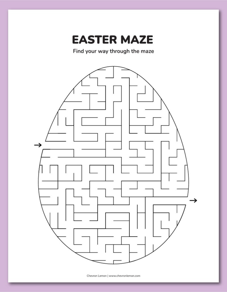 Printable Easter Mazes Chevron Lemon