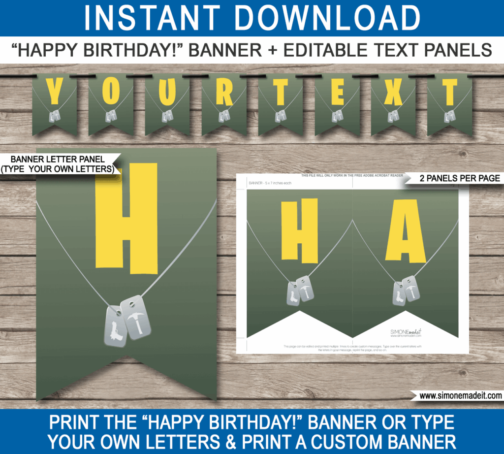Printable Fortnite Pennant Banner Template Fortnite Party Decorations