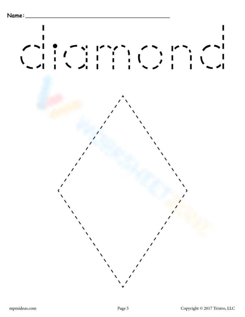 Printable Kindergarten Diamond Worksheets Download