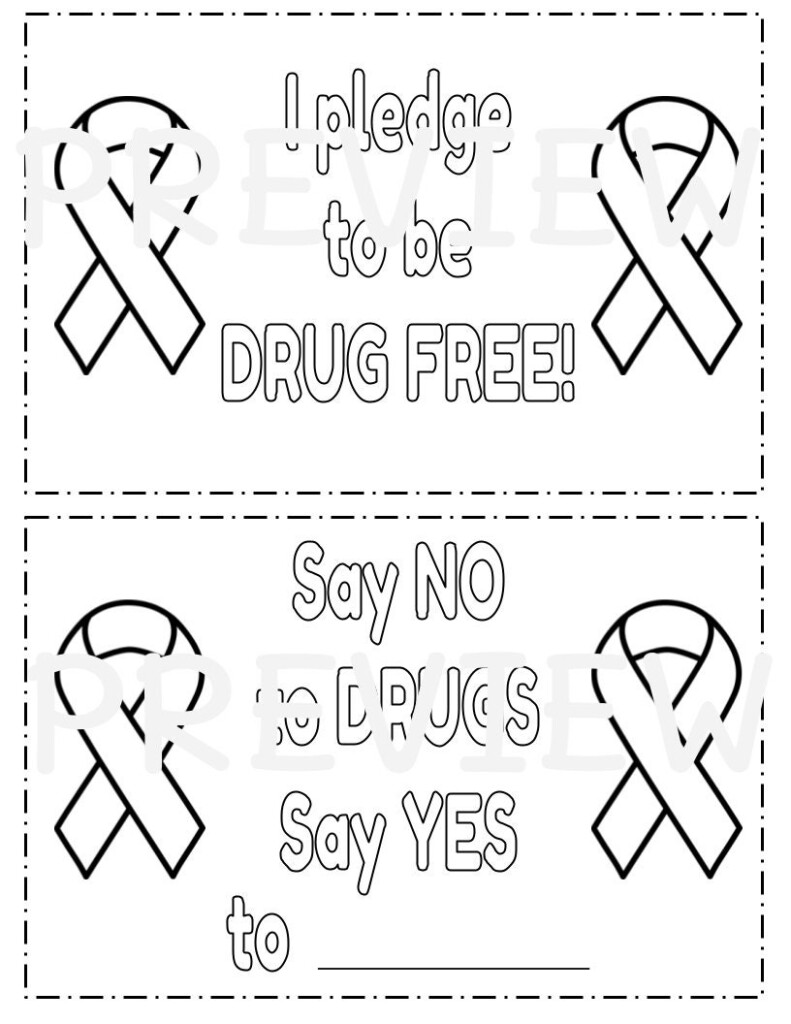 Red Ribbon Week Coloring Activity Red Ribbon Week Bulletin Board Ribbons Pledge Say No To Drugs Drug Free DIGITAL DOWNLOAD Etsy