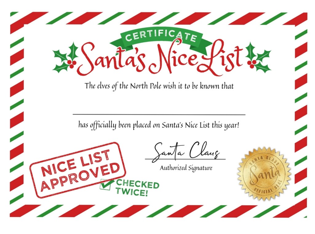 Santa s Nice List Certificate Free Printable FREE Santa Nice List Certificate Editable And Printable Santa s Nice List Santa s Net