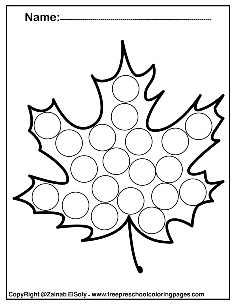 Set Of Free Autumn Leaves Fall Dot Marker Activity For Kids