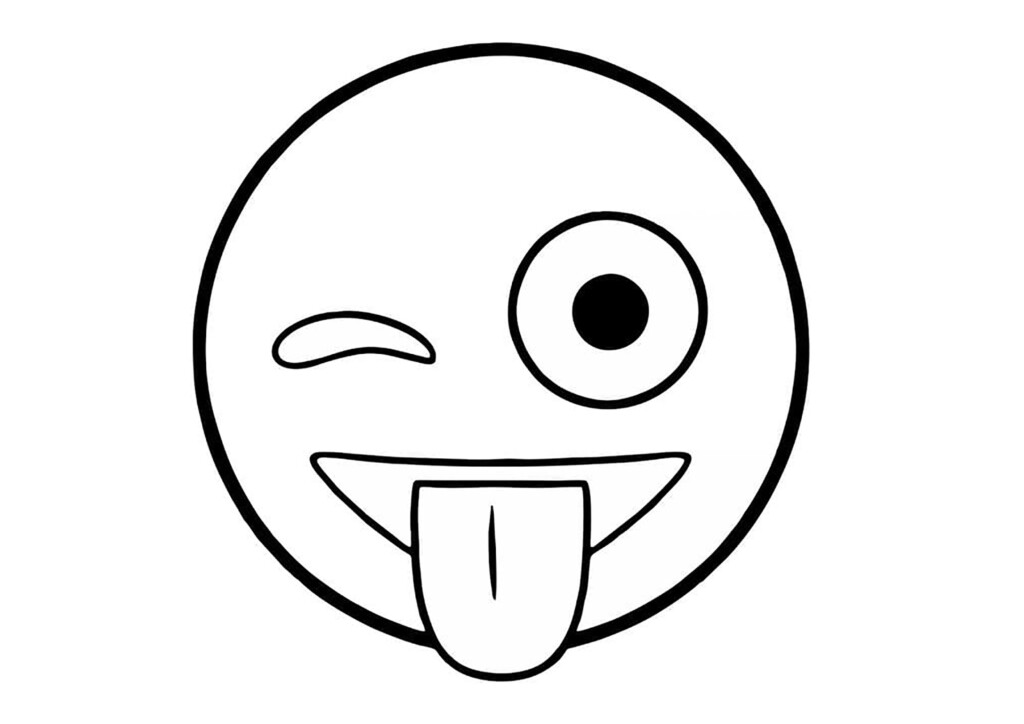 Smiley With Tongue Emoji Coloring Pages