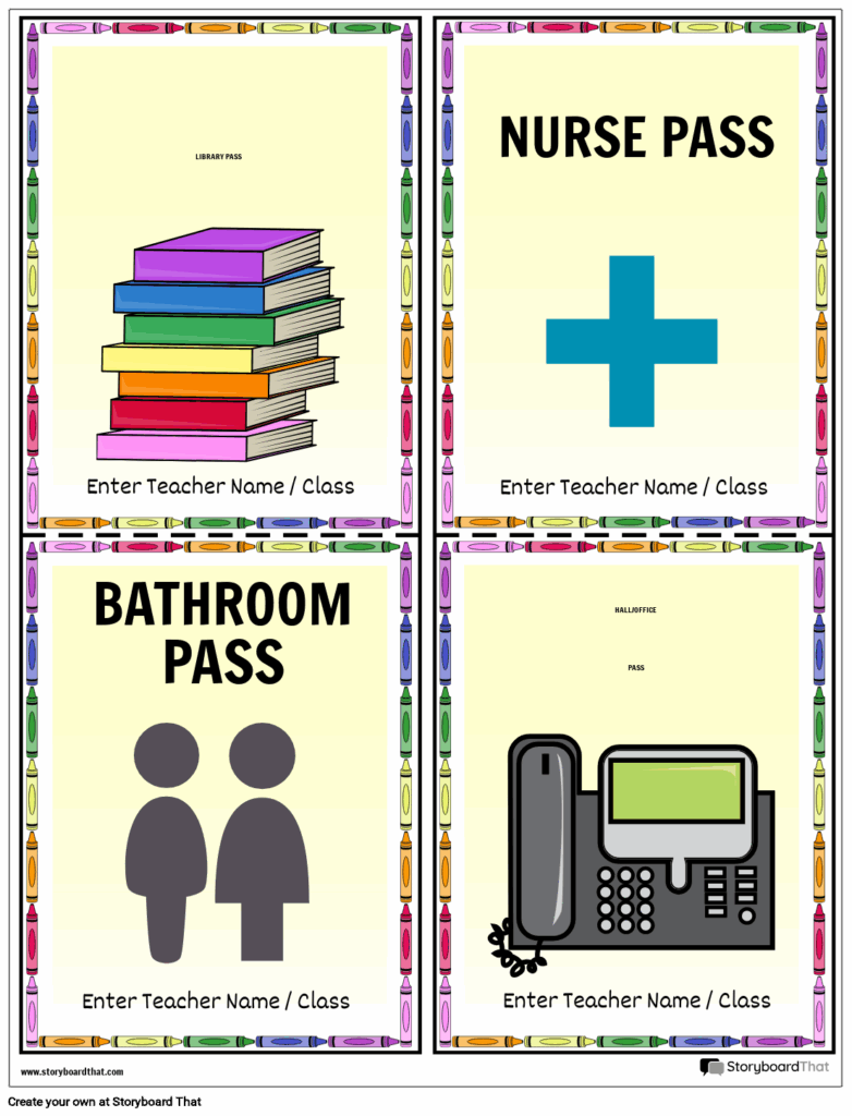 Storyboard That Free Printable Hall Passes For Classrooms