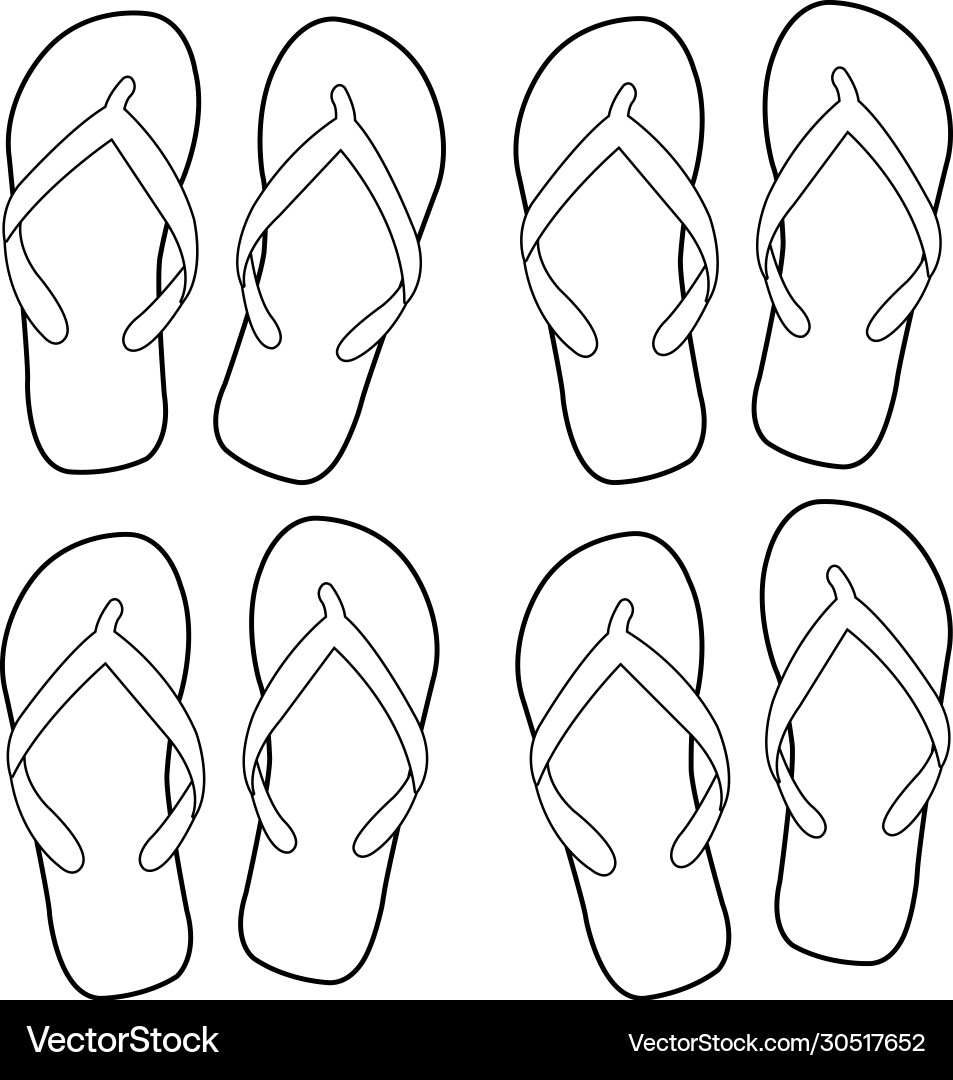 Summer Flip Flops Coloring Page Royalty Free Vector Image