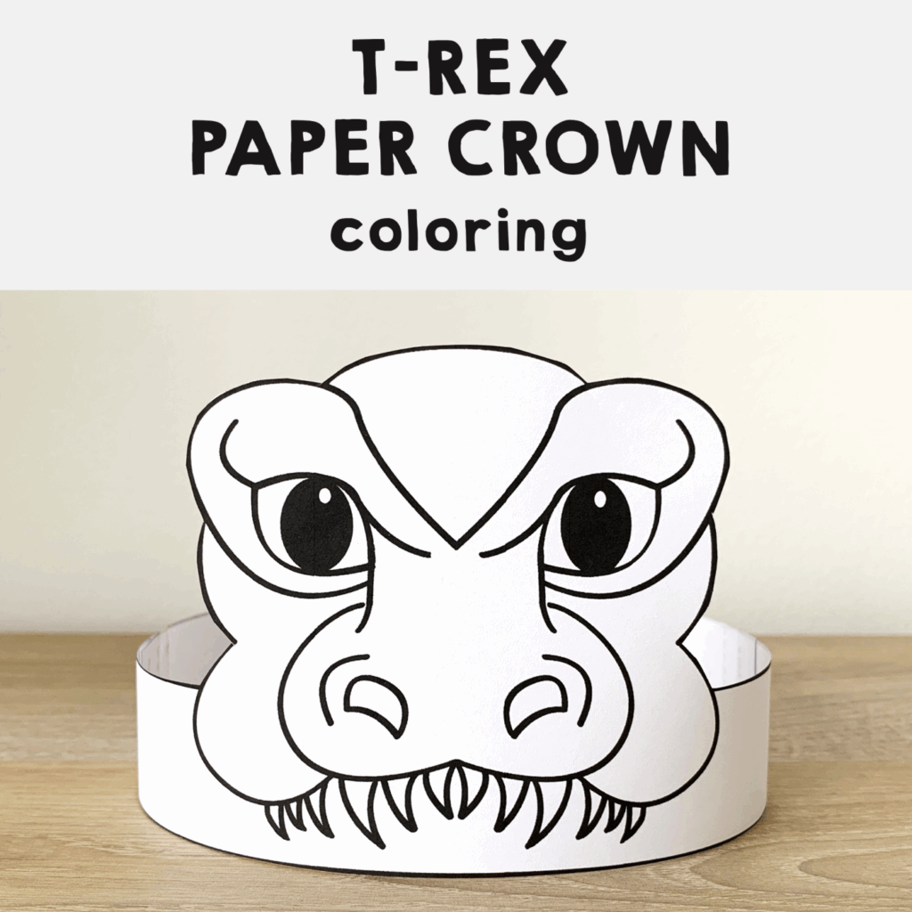 T rex Paper Crown Printable Dinosaur Coloring Craft Made By Teachers