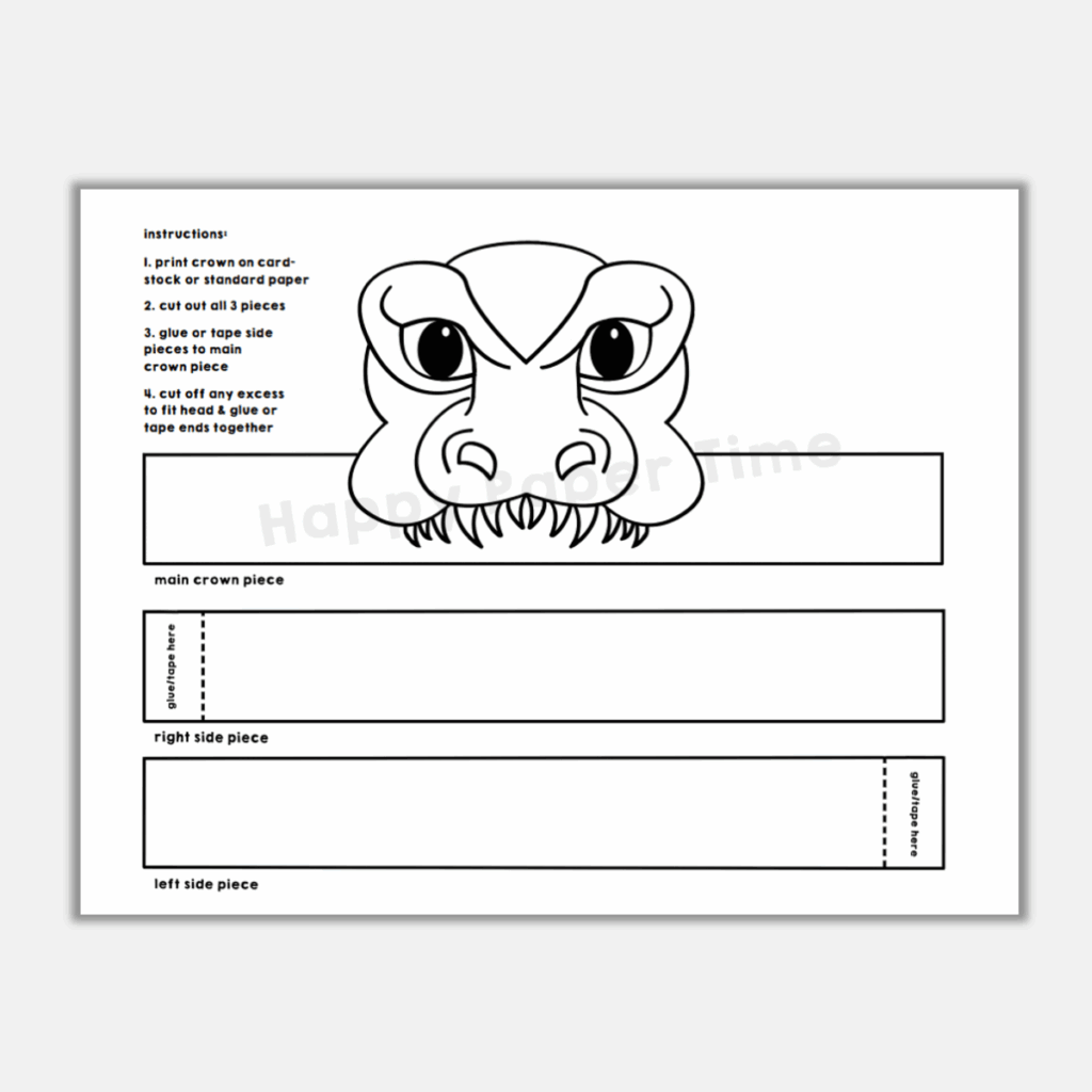 T rex Paper Crown Printable Dinosaur Coloring Craft Made By Teachers