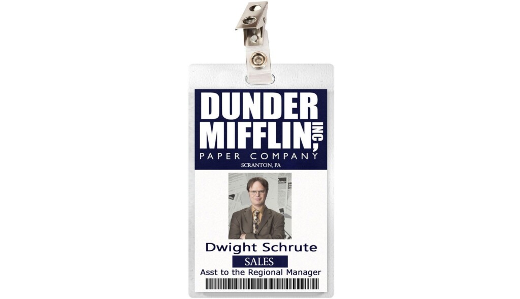 The Office Dwight Schrute Dunder Mifflin ID Badge Card Download Image Name Tag Cosplay Costume Etsy Finland